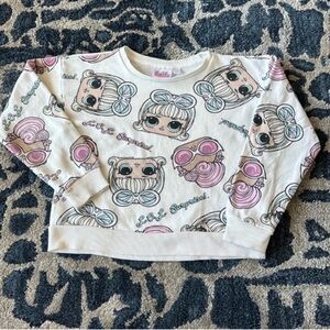 LOL Dolls Girls/Kids Sweatshirt Sz 7/8 ivory pink blue crew